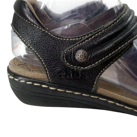 Taos Escape Black Leather Wedge Comfort Sandals Size 40 US 9-9.5 Adjustable - Picture 13 of 14